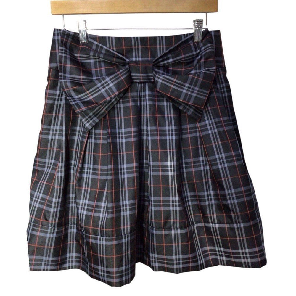 Wet Seal Black and Gray Plaid Skirt With Bow Y2K size Large